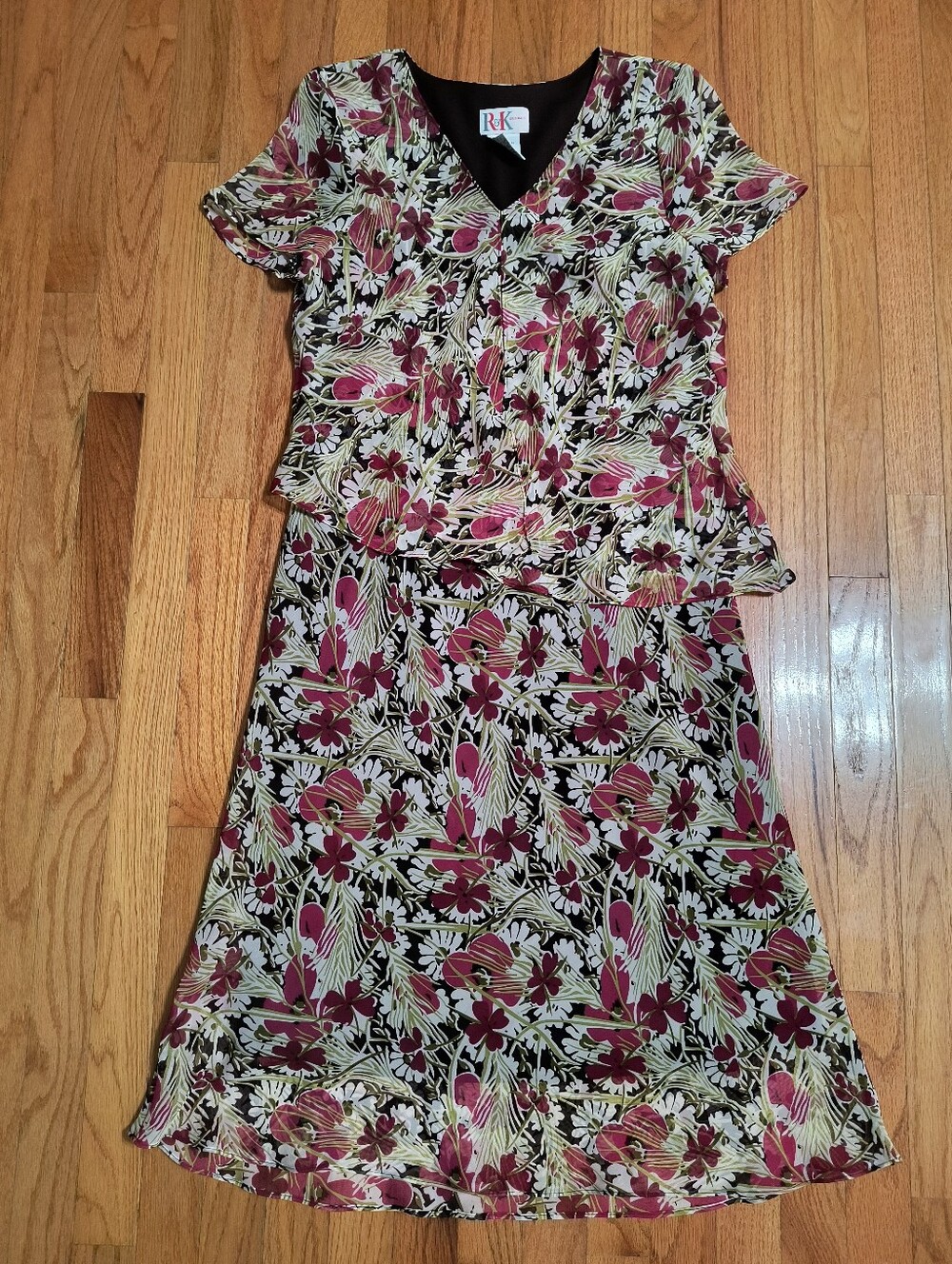 Vintage R&K Originals midi dress, women's size 12, floral